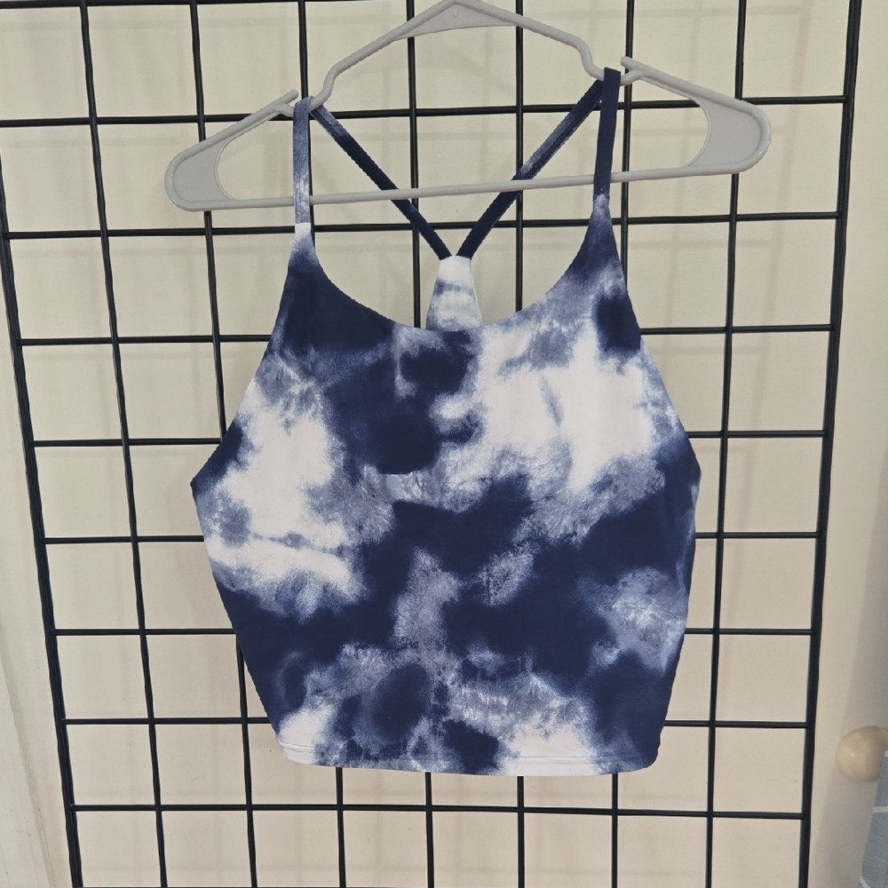 Old Navy Blue and White Sleeveless Crop Tank Top